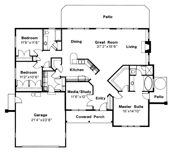 One-Story Traditional Level One of Plan 69379
