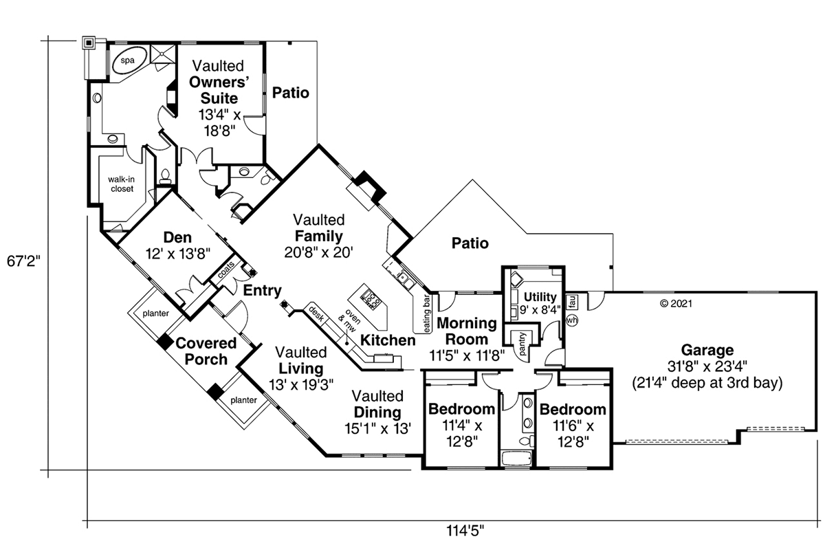 One-Story Traditional Level One of Plan 69380