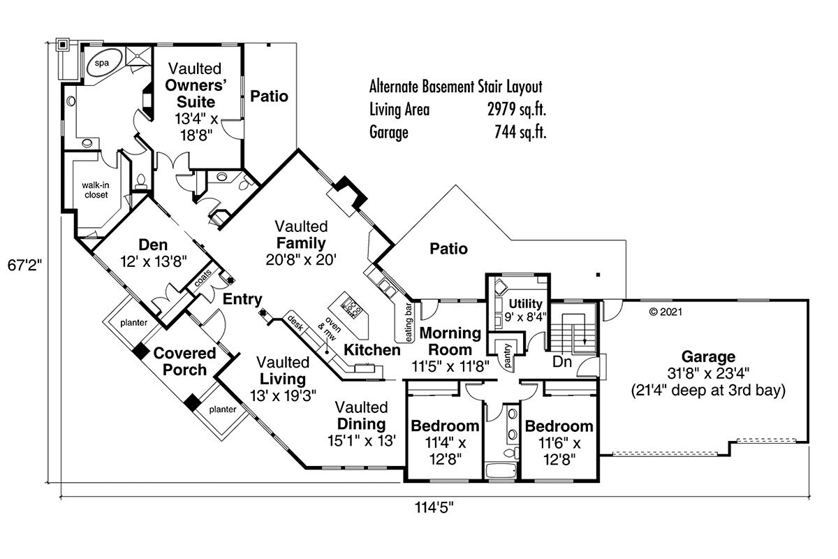 One-Story Traditional Alternate Level One of Plan 69380