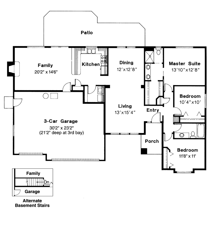 One-Story Traditional Level One of Plan 69382