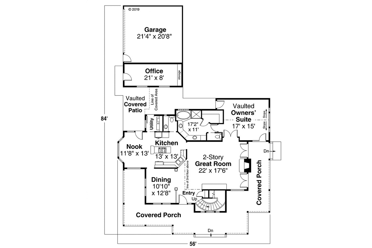 Country Farmhouse Level One of Plan 69384