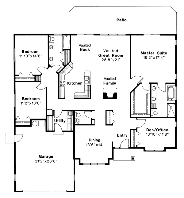 One-Story Traditional Level One of Plan 69387