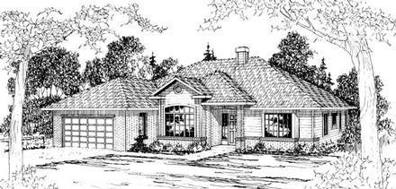 One-Story Traditional Elevation of Plan 69387