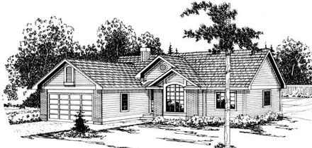 One-Story Ranch Elevation of Plan 69390