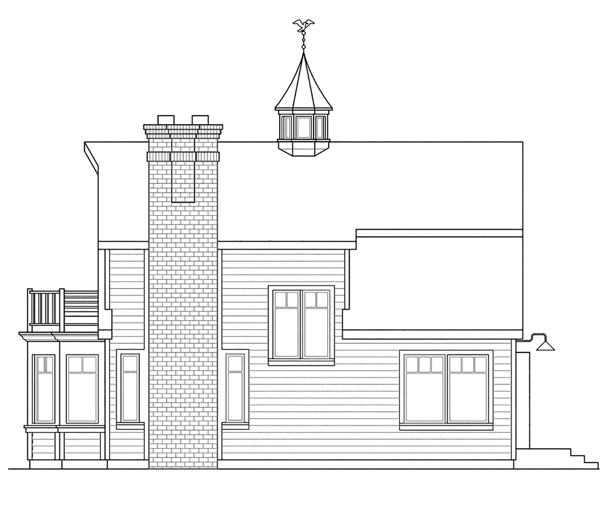 Colonial European One-Story Rear Elevation of Plan 69392