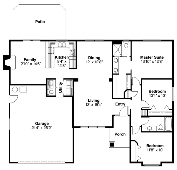 One-Story Traditional Level One of Plan 69393