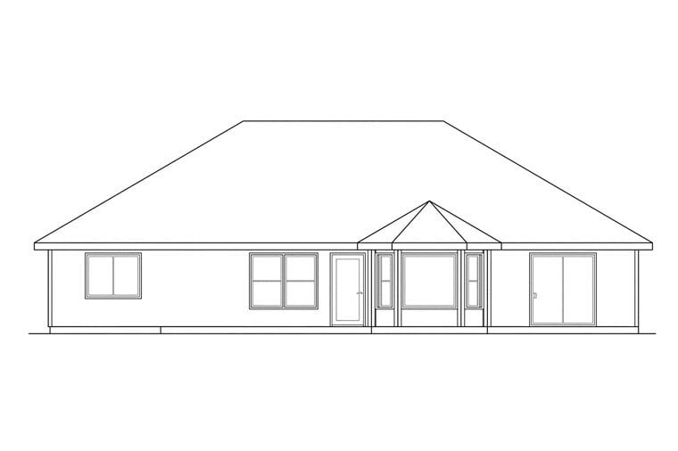 Traditional Rear Elevation of Plan 69394