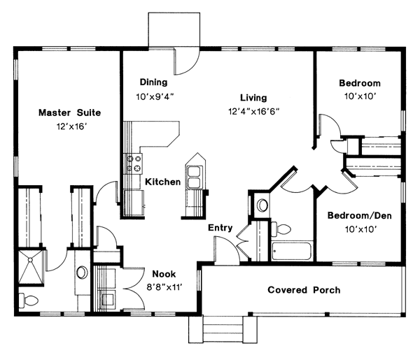 One-Story Ranch Level One of Plan 69399