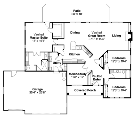 House Plan 69407 First Level Plan