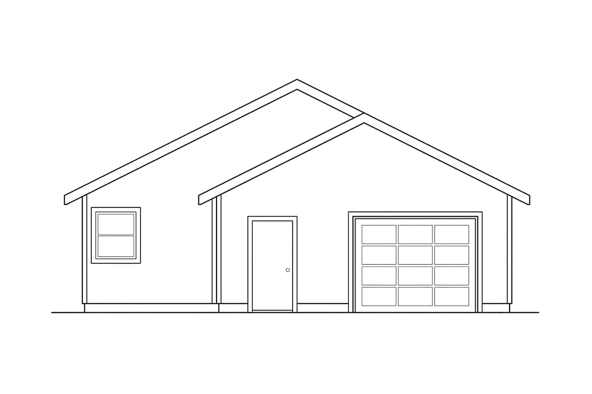Craftsman Narrow Lot One-Story Rear Elevation of Plan 69411