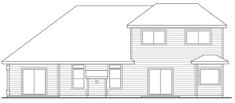 Traditional Rear Elevation of Plan 69438