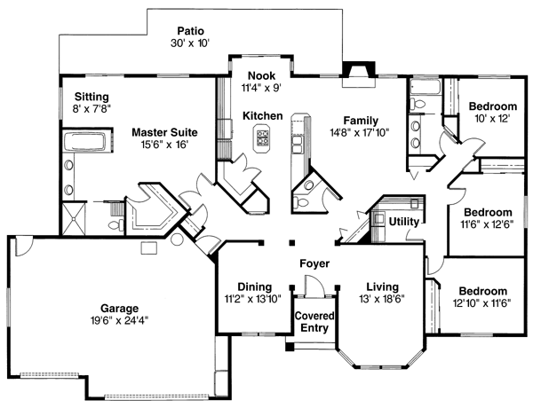 One-Story Traditional Level One of Plan 69439