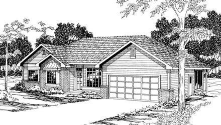 One-Story Traditional Elevation of Plan 69441