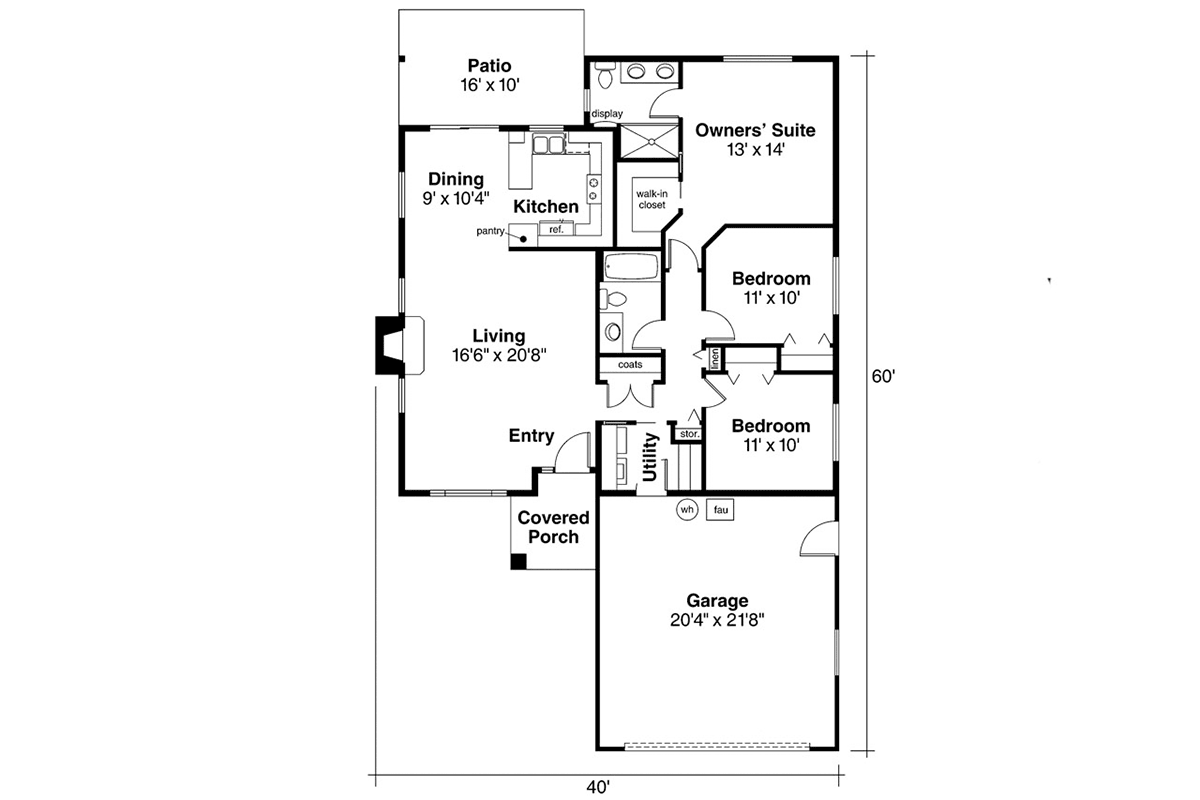 One-Story Traditional Level One of Plan 69443