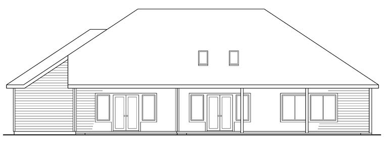 Traditional Rear Elevation of Plan 69446