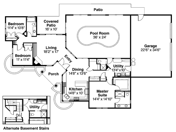 Contemporary Craftsman One-Story Ranch Traditional Level One of Plan 69450