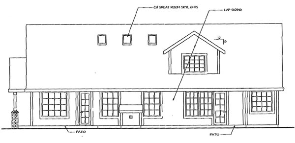 Contemporary Country Ranch Traditional Rear Elevation of Plan 69452