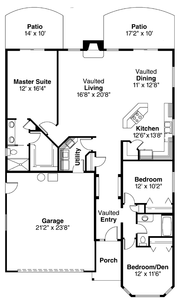 One-Story Traditional Level One of Plan 69467