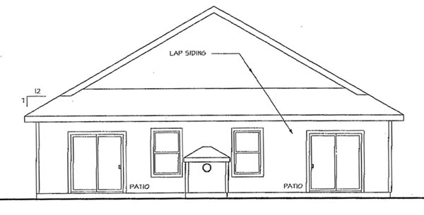 One-Story Traditional Rear Elevation of Plan 69467