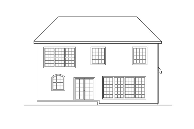 Mediterranean Traditional Rear Elevation of Plan 69472