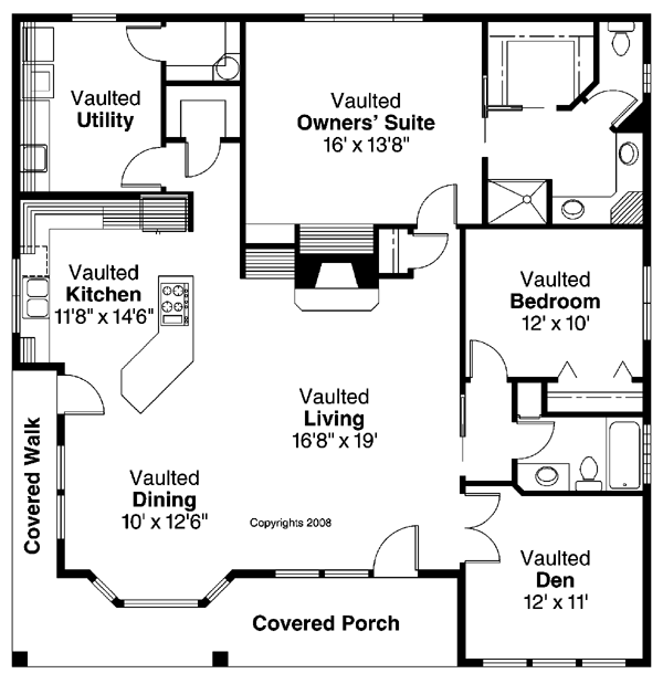 Contemporary Cottage Craftsman Traditional Level One of Plan 69474