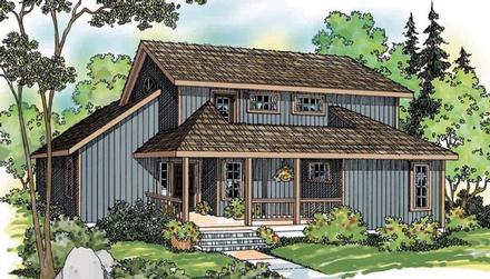 Cabin Craftsman Elevation of Plan 69496