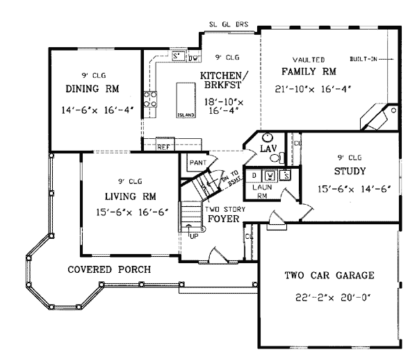 Country Farmhouse Traditional Level One of Plan 69500