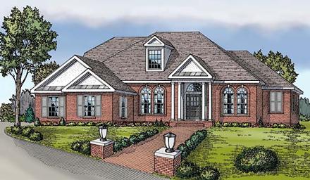 Colonial European Traditional Elevation of Plan 69509