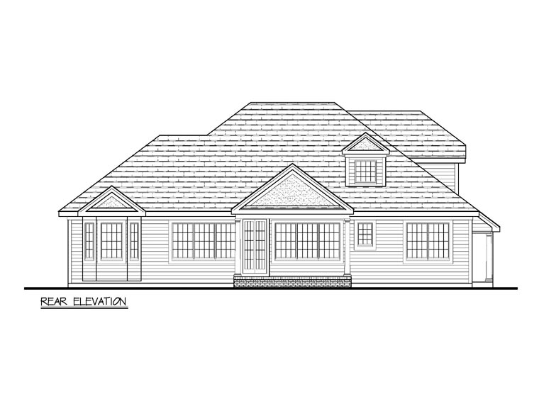 Colonial European Traditional Rear Elevation of Plan 69509