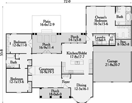 House Plan 69518 First Level Plan