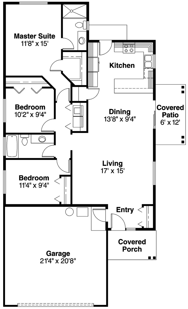 One-Story Ranch Level One of Plan 69608