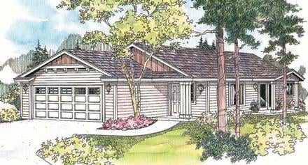 One-Story Ranch Elevation of Plan 69608