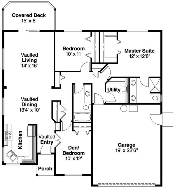One-Story Ranch Level One of Plan 69609