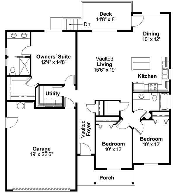 Country Craftsman One-Story Ranch Level One of Plan 69610