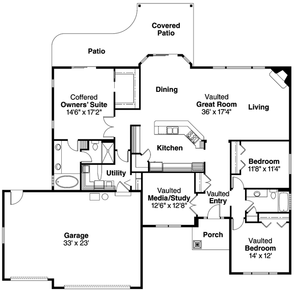 Craftsman One-Story Traditional Level One of Plan 69630