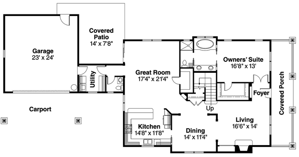 Bungalow Craftsman Level One of Plan 69632