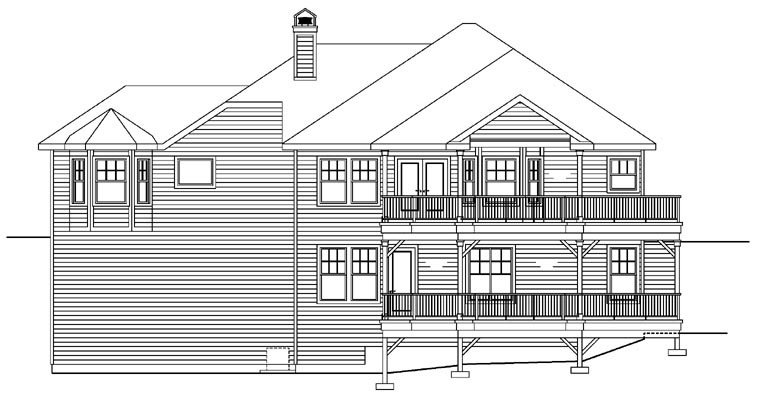 One-Story Traditional Rear Elevation of Plan 69634