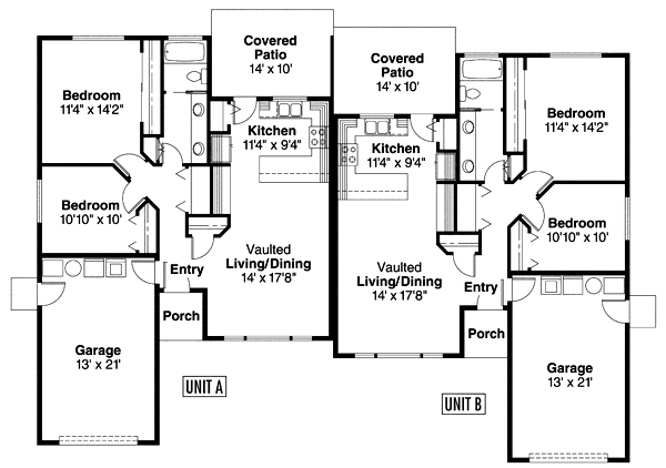 Contemporary One-Story Ranch Level One of Plan 69643