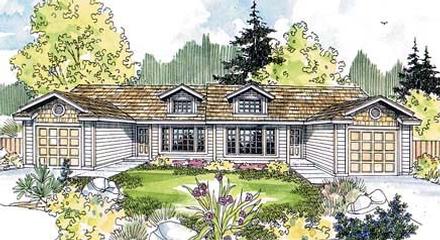 Contemporary One-Story Ranch Elevation of Plan 69643