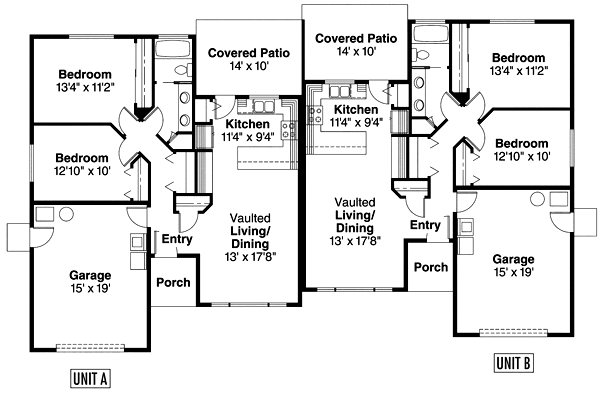 One-Story Ranch Level One of Plan 69644