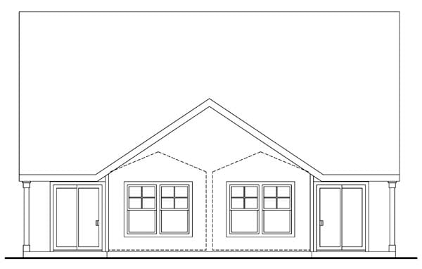 Craftsman Narrow Lot Rear Elevation of Plan 69645