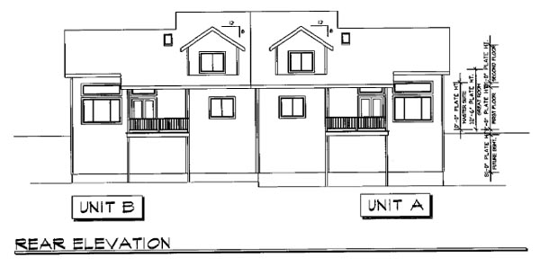 Traditional Rear Elevation of Plan 69646