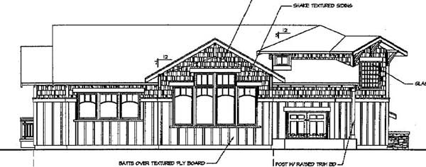 Craftsman Rear Elevation of Plan 69658