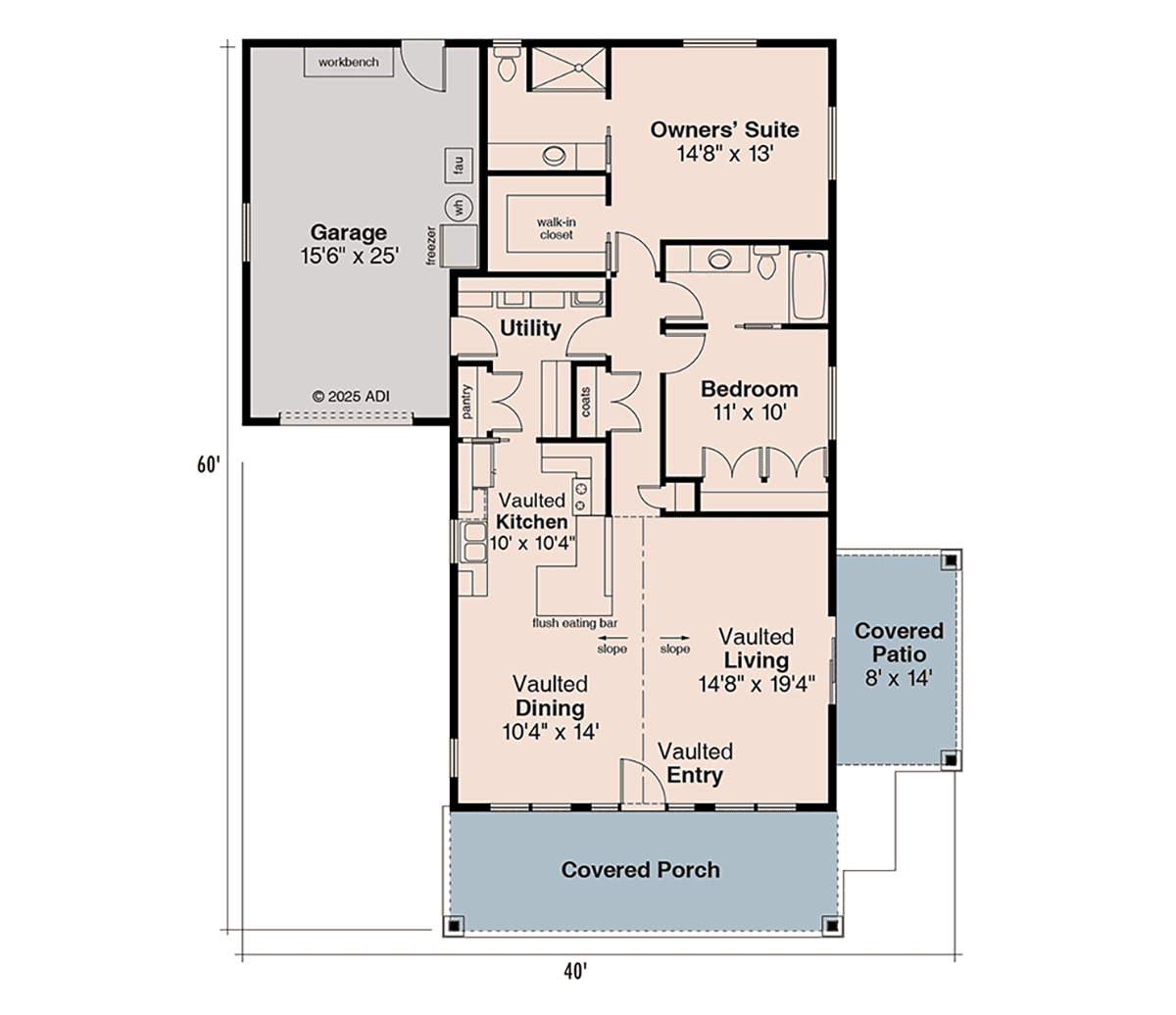 Bungalow Craftsman Level One of Plan 69667