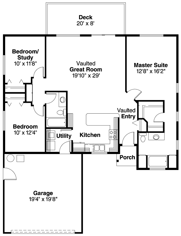 Plan 69673 | Traditional Style with 3 Bed, 2 Bath, 2 Car Garage