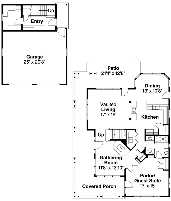 Craftsman Farmhouse Level One of Plan 69683