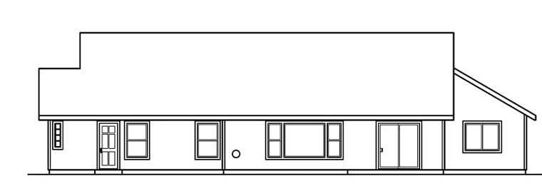 One-Story Ranch Rear Elevation of Plan 69705