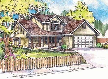 Country One-Story Elevation of Plan 69706