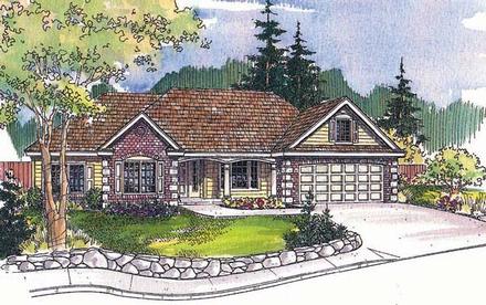 One-Story Ranch Elevation of Plan 69718