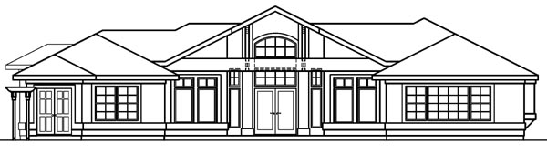 Mediterranean One-Story Rear Elevation of Plan 69722